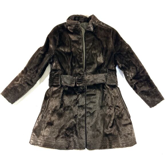 Talon Jackets & Blazers - Vtg Real Fur Coat Brown Sheared Beaver (?) Belted Talon Zip 32” Medium AS-IS